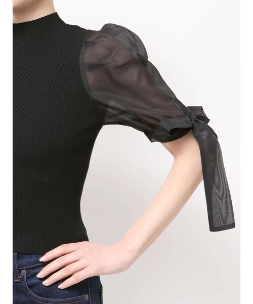 MERCURYDUO（マーキュリーデュオ）の「異素材リボンスリーブニット（ニット/セーター・レディース・アイボリー/ブラック・FREE）」の17枚目の写真