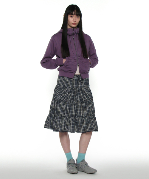 PARTIMENTO WOMEN(パルティメントウィメン)の「PWC レーストリムティアードミディスカート_ネイビーチェック(スカート・レディース・その他・SMALL/MEDIUM/LARGE)」の1枚目の写真
