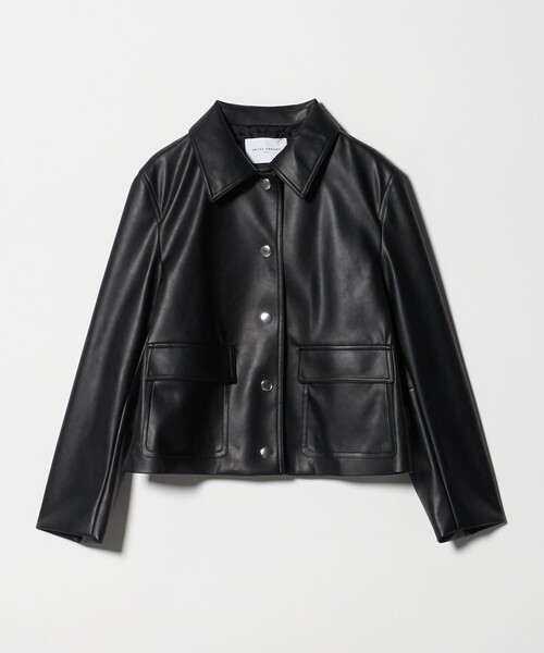 UNITED ARROWS（ユナイテッドアローズ）の「レザーライク ショートブルゾン（ブルゾン・レディース・オフホワイト/ダークブラウン/ブラック・FREE）」の2枚目の写真