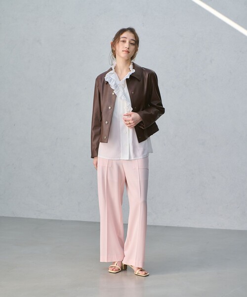 UNITED ARROWS（ユナイテッドアローズ）の「レザーライク ショートブルゾン（ブルゾン・レディース・オフホワイト/ダークブラウン/ブラック・FREE）」の16枚目の写真