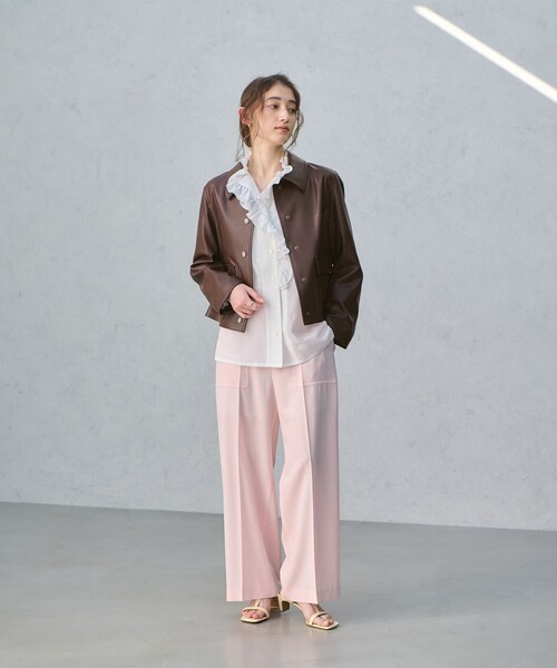 UNITED ARROWS（ユナイテッドアローズ）の「レザーライク ショートブルゾン（ブルゾン・レディース・オフホワイト/ダークブラウン/ブラック・FREE）」の17枚目の写真