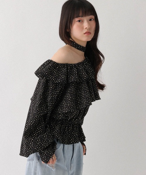 Heather(ヘザー)の「ワンショルチョーカーブラウス 666503(シャツ/ブラウス・レディース・ピンク/ブラック系その他/ホワイト系その他・FREE)」の1枚目の写真
