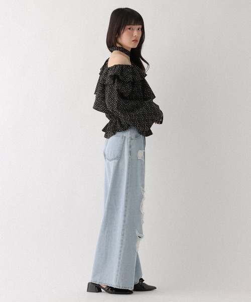Heather(ヘザー)の「ワンショルチョーカーブラウス 666503(シャツ/ブラウス・レディース・ピンク/ブラック系その他/ホワイト系その他・FREE)」の5枚目の写真