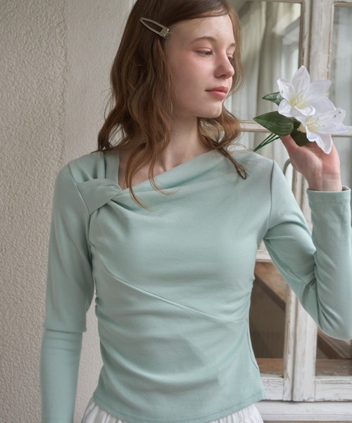 Birthday room(バースデイルーム)の「アシメドレープロンT/Asymmetrical lap apron T(Tシャツ/カットソー・レディース・ブラック/ホワイト/ミント・FREE)」の20枚目の写真