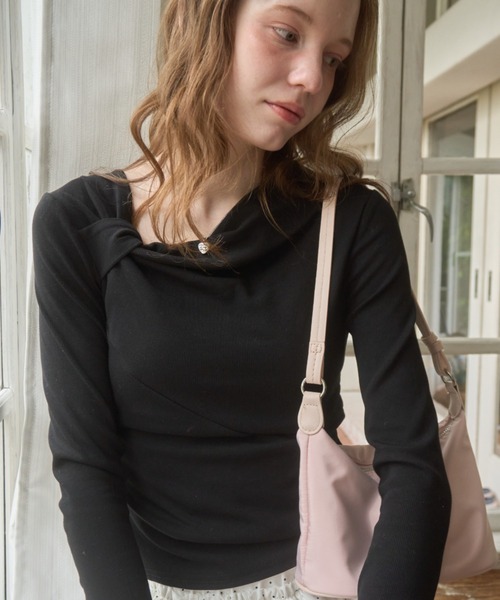 Birthday room(バースデイルーム)の「アシメドレープロンT/Asymmetrical lap apron T(Tシャツ/カットソー・レディース・ブラック/ホワイト/ミント・FREE)」の14枚目の写真