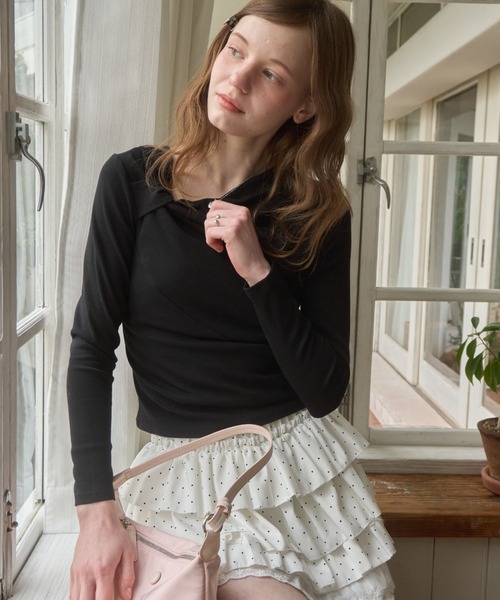 Birthday room(バースデイルーム)の「アシメドレープロンT/Asymmetrical lap apron T(Tシャツ/カットソー・レディース・ブラック/ホワイト/ミント・FREE)」の15枚目の写真
