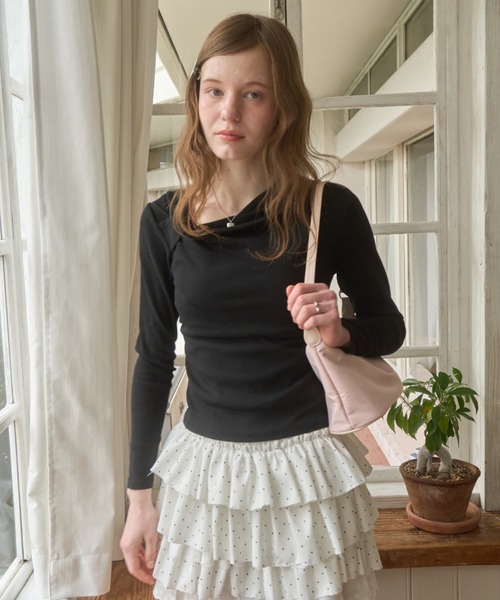 Birthday room(バースデイルーム)の「アシメドレープロンT/Asymmetrical lap apron T(Tシャツ/カットソー・レディース・ブラック/ホワイト/ミント・FREE)」の16枚目の写真