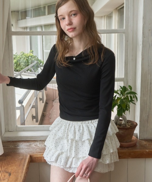 Birthday room(バースデイルーム)の「アシメドレープロンT/Asymmetrical lap apron T(Tシャツ/カットソー・レディース・ブラック/ホワイト/ミント・FREE)」の17枚目の写真