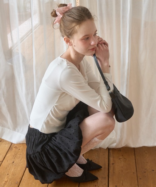 Birthday room(バースデイルーム)の「アシメドレープロンT/Asymmetrical lap apron T(Tシャツ/カットソー・レディース・ブラック/ホワイト/ミント・FREE)」の9枚目の写真
