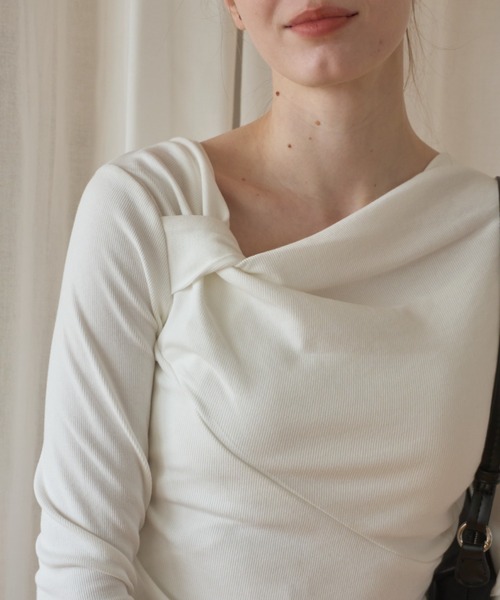 Birthday room(バースデイルーム)の「アシメドレープロンT/Asymmetrical lap apron T(Tシャツ/カットソー・レディース・ブラック/ホワイト/ミント・FREE)」の10枚目の写真