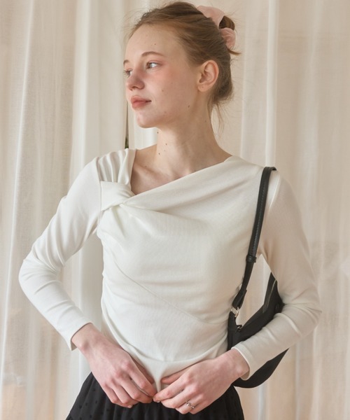 Birthday room(バースデイルーム)の「アシメドレープロンT/Asymmetrical lap apron T(Tシャツ/カットソー・レディース・ブラック/ホワイト/ミント・FREE)」の7枚目の写真