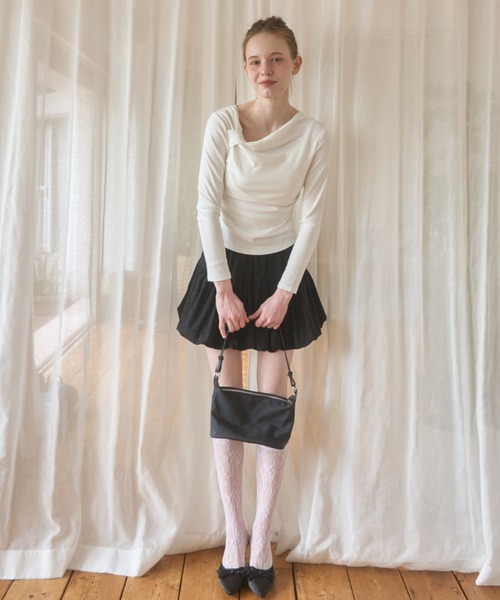 Birthday room(バースデイルーム)の「アシメドレープロンT/Asymmetrical lap apron T(Tシャツ/カットソー・レディース・ブラック/ホワイト/ミント・FREE)」の12枚目の写真