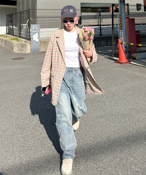 Alley Tokyo（アリートーキョー）の「ちょっとだけダメージゆるデニムパンツ（デニムパンツ・レディース・サックスブルー・FREE）」の7枚目の写真