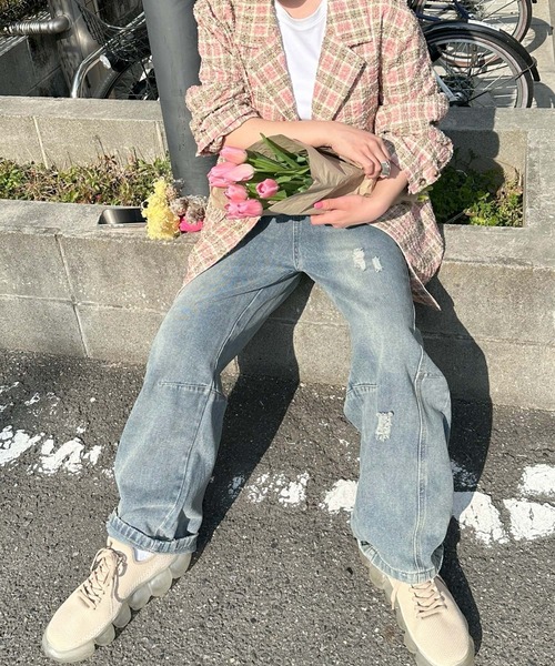 Alley Tokyo（アリートーキョー）の「ちょっとだけダメージゆるデニムパンツ（デニムパンツ・レディース・サックスブルー・FREE）」の6枚目の写真