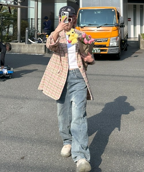 Alley Tokyo（アリートーキョー）の「ちょっとだけダメージゆるデニムパンツ（デニムパンツ・レディース・サックスブルー・FREE）」の8枚目の写真