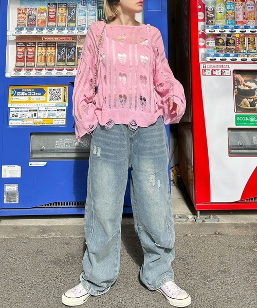 Alley Tokyo（アリートーキョー）の「ちょっとだけダメージゆるデニムパンツ（デニムパンツ・レディース・サックスブルー・FREE）」の9枚目の写真