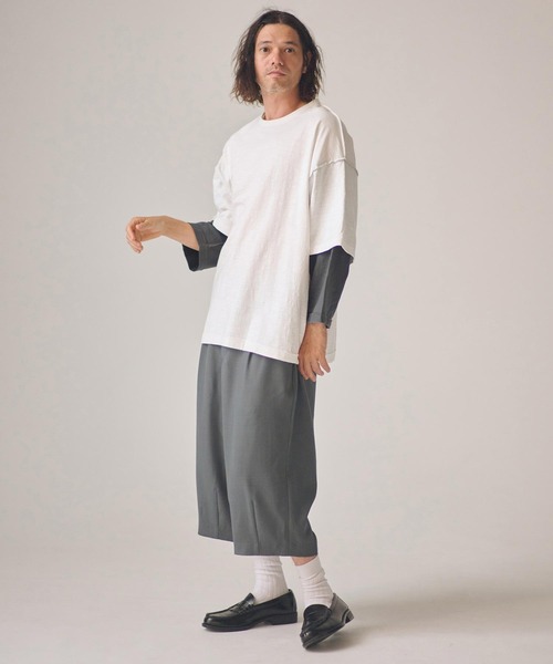 ADAM PATEK（アダムパテック）の「mlt5599-slub reversible two-tone 3-4 T 七分袖Tシャツ(AP2614019)（Tシャツ/カットソー・メンズ・グリーン/チャコール・2/1）」の8枚目の写真