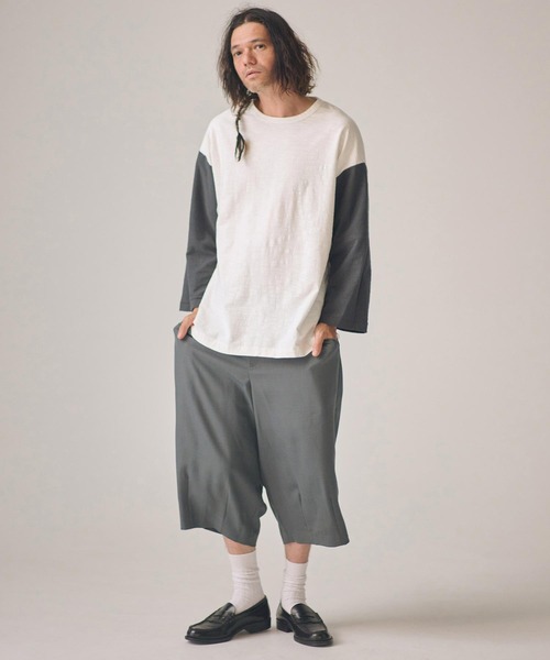 ADAM PATEK（アダムパテック）の「mlt5599-slub reversible two-tone 3-4 T 七分袖Tシャツ(AP2614019)（Tシャツ/カットソー・メンズ・グリーン/チャコール・2/1）」の10枚目の写真