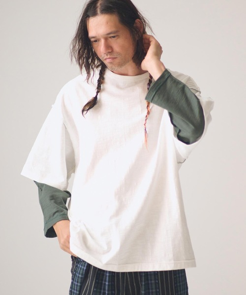 ADAM PATEK（アダムパテック）の「mlt5599-slub reversible two-tone 3-4 T 七分袖Tシャツ(AP2614019)（Tシャツ/カットソー・メンズ・グリーン/チャコール・2/1）」の11枚目の写真