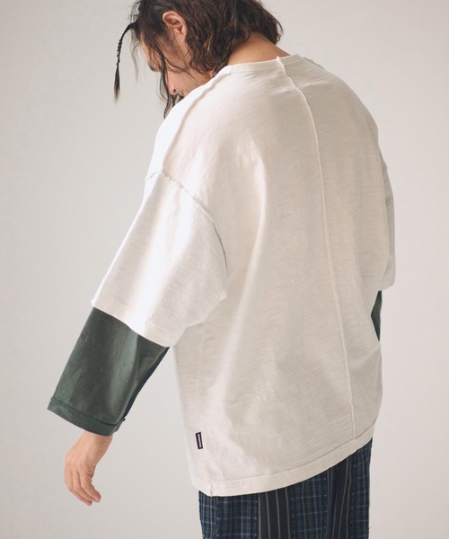 ADAM PATEK（アダムパテック）の「mlt5599-slub reversible two-tone 3-4 T 七分袖Tシャツ(AP2614019)（Tシャツ/カットソー・メンズ・グリーン/チャコール・2/1）」の12枚目の写真