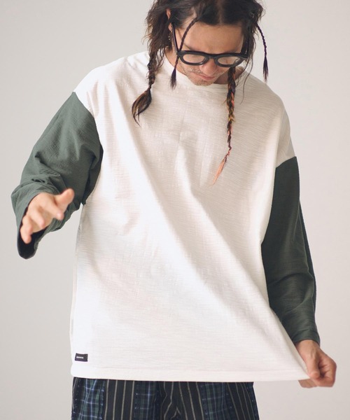 ADAM PATEK（アダムパテック）の「mlt5599-slub reversible two-tone 3-4 T 七分袖Tシャツ(AP2614019)（Tシャツ/カットソー・メンズ・グリーン/チャコール・2/1）」の14枚目の写真