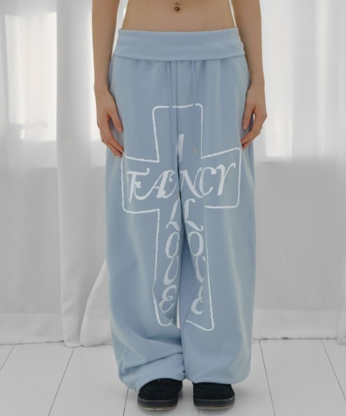 FANCY CLUB(ファンシークラブ)の「A'GEM/9 × .kom 『FANCY CLUB/ファンシークラブ』 FROSS BANDING SWEATPANTS/フロスバンディングスウェットパンツ(スウェットパンツ・レディース・アイボリー/ブラック/ライトブルー・FREE)」の2枚目の写真