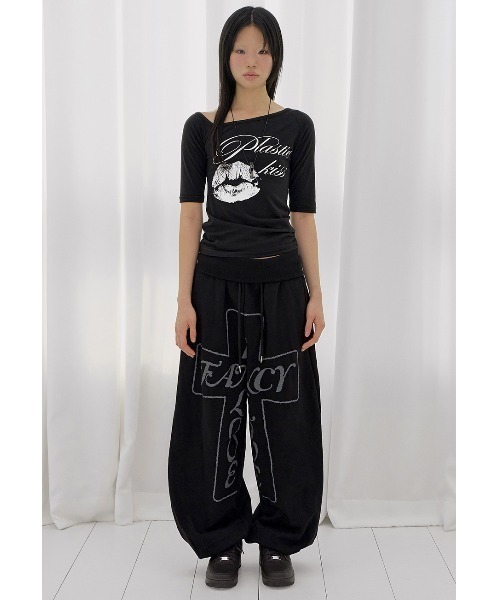 FANCY CLUB(ファンシークラブ)の「A'GEM/9 × .kom 『FANCY CLUB/ファンシークラブ』 FROSS BANDING SWEATPANTS/フロスバンディングスウェットパンツ(スウェットパンツ・レディース・アイボリー/ブラック/ライトブルー・FREE)」の7枚目の写真
