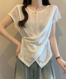 アシンメトリーデザイン カシュクールニット