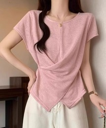アシンメトリーデザイン カシュクールニット