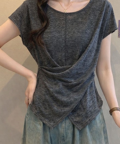 SallyLunn(サリーラン)の「アシンメトリーデザイン カシュクールニット(Tシャツ/カットソー・レディース・ホワイト/ピンク/グレー/ブルー・MEDIUM/LARGE)」の14枚目の写真