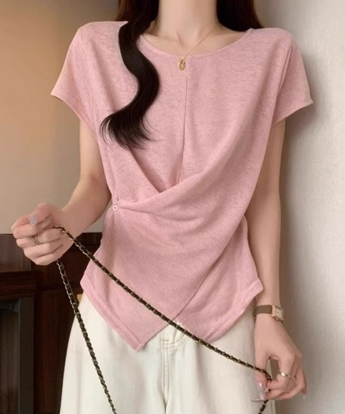 SallyLunn(サリーラン)の「アシンメトリーデザイン カシュクールニット(Tシャツ/カットソー・レディース・ホワイト/ピンク/グレー/ブルー・MEDIUM/LARGE)」の22枚目の写真