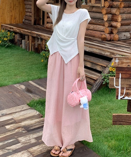 SallyLunn(サリーラン)の「アシンメトリーデザイン カシュクールニット(Tシャツ/カットソー・レディース・ホワイト/ピンク/グレー/ブルー・MEDIUM/LARGE)」の12枚目の写真