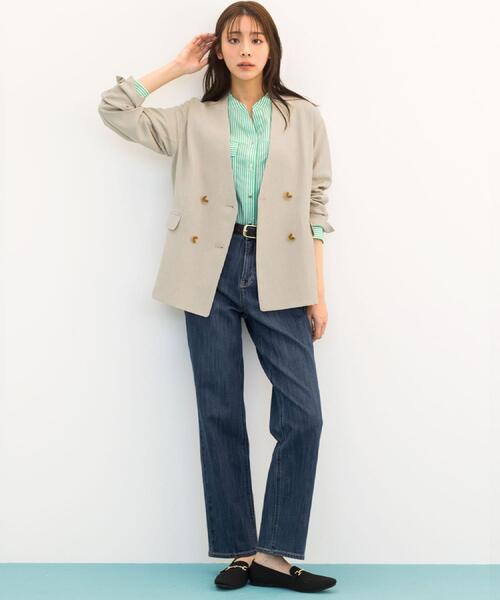 grove(グローブ)の「【貴島明日香さん着用】リネンライクカラーレスジャケット(ノーカラージャケット・レディース・ベージュ/グレー/ブラック・05/04/03/02/01)」の19枚目の写真
