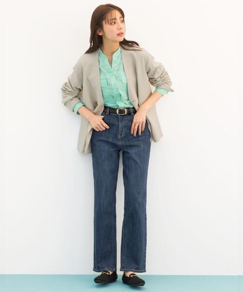 grove(グローブ)の「【貴島明日香さん着用】リネンライクカラーレスジャケット(ノーカラージャケット・レディース・ベージュ/グレー/ブラック・05/04/03/02/01)」の20枚目の写真