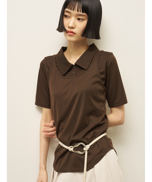 AIC.（エーアイシー）の「アンサンブルポロトップス（Tシャツ/カットソー・レディース・アイボリー/ダークブラウン/ブラック・FREE）」の11枚目の写真