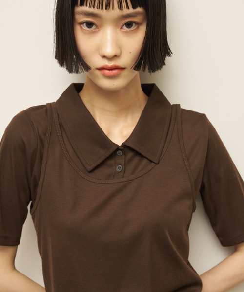 AIC.（エーアイシー）の「アンサンブルポロトップス（Tシャツ/カットソー・レディース・アイボリー/ダークブラウン/ブラック・FREE）」の14枚目の写真