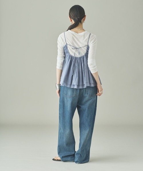 Curensology(カレンソロジー)の「Curensology(カレンソロジー)/シャンブレーレイヤードギャザーキャミソール(キャミソール・レディース・サックスブルー・FREE)」の7枚目の写真