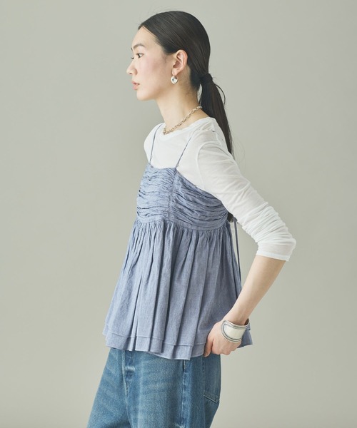 Curensology(カレンソロジー)の「Curensology(カレンソロジー)/シャンブレーレイヤードギャザーキャミソール(キャミソール・レディース・サックスブルー・FREE)」の3枚目の写真