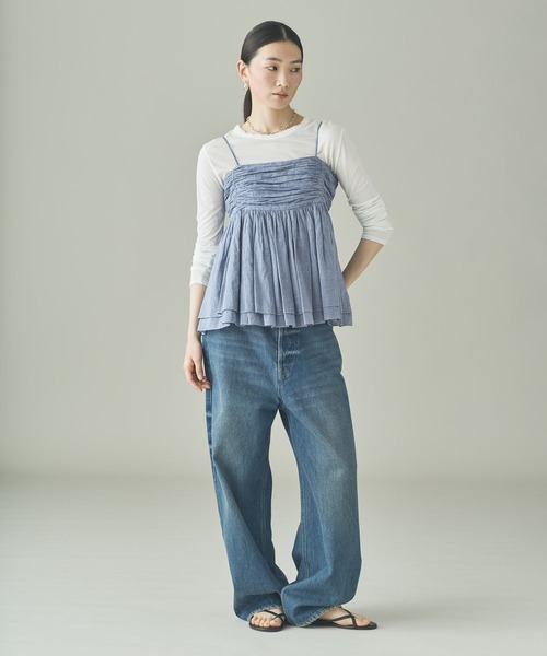 Curensology(カレンソロジー)の「Curensology(カレンソロジー)/シャンブレーレイヤードギャザーキャミソール(キャミソール・レディース・サックスブルー・FREE)」の5枚目の写真