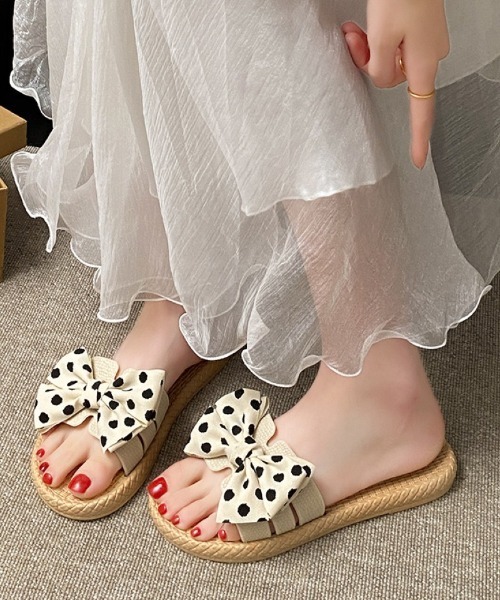 Ritzy(リッツィー)の「ドット柄 サンダル(サンダル・レディース・ブラック/ホワイト・M/L/XL)」の1枚目の写真