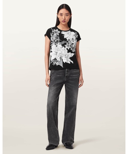 ALLSAINTS（オールセインツ）の「CRYSTAL ANNA FLORAL T-SHIRT | CRYSTAL ANNA フローラル Tシャツ（Tシャツ/カットソー・レディース・ブラック・L/S/XS/M）」の4枚目の写真