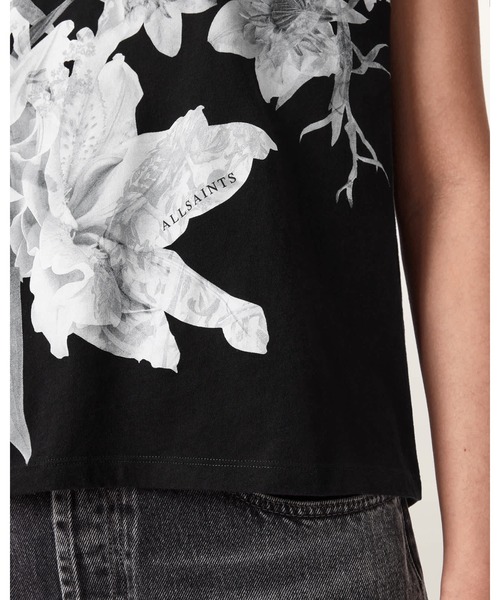 ALLSAINTS（オールセインツ）の「CRYSTAL ANNA FLORAL T-SHIRT | CRYSTAL ANNA フローラル Tシャツ（Tシャツ/カットソー・レディース・ブラック・L/S/XS/M）」の5枚目の写真