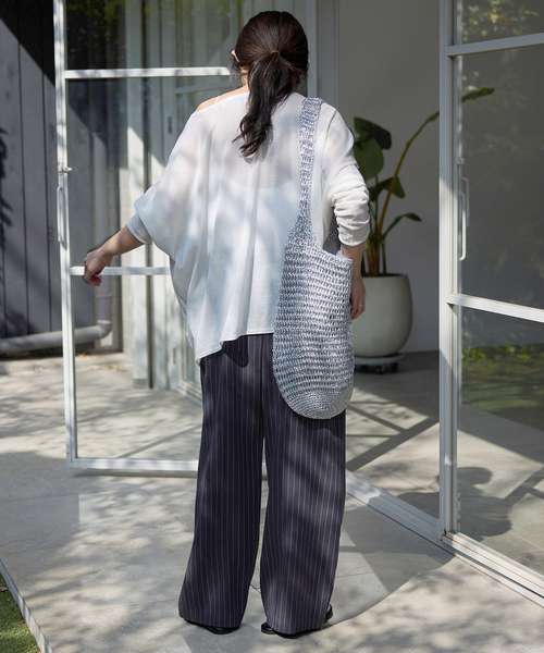 SLOBE IENA（スローブイエナ）の「《3サイズ展開/追加》フィブリルストライプリラックスパンツ（その他パンツ・レディース・カーキ/ネイビー・36/38/40）」の15枚目の写真