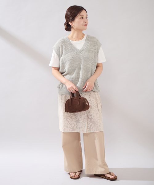 JOURNAL STANDARD(ジャーナルスタンダード)の「【osedit】エンブロイダリーオーガンジーラップスカート(スカート・レディース・ブラック/アイボリー・FREE)」の7枚目の写真
