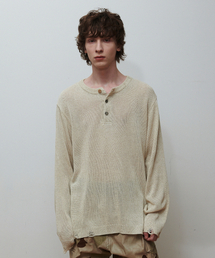Beyond Closet（-）の「[コレクションライン] リネンブレンドビンテージガーメントヘンリーネックニットアイボリー（ニット/セーター）」