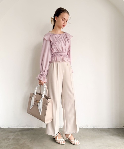 an another angelus（アンアナザーアンジェラス）の「スカーフハンドルフェイクレザートートバッグ/fint フィント（トートバッグ・レディース・ピンクベージュ/ネイビー・FREE）」の17枚目の写真