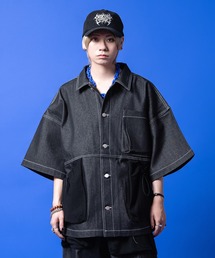 a.p.o.v.（エーピーオービー）の「a.p.o.v. 切替半袖デニムジャケット(seb0269とセットアップ可)（デニムジャケット）」