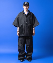 a.p.o.v.（エーピーオービー）の「a.p.o.v. パイルビッグポケットパッチングオーバーサイズ半袖デニムジャケット（デニムジャケット）」