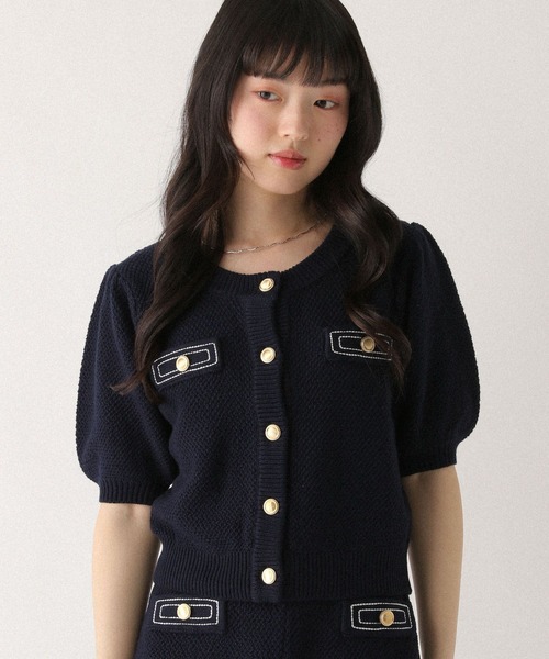 Heather(ヘザー)の「ゴールドボタンステッチカーディガン 670464(ニット/セーター・レディース・ネイビー/アイボリー/グレー・FREE)」の3枚目の写真