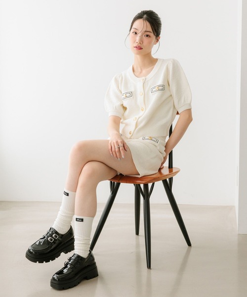 Heather(ヘザー)の「ゴールドボタンステッチカーディガン 670464(ニット/セーター・レディース・ネイビー/アイボリー/グレー・FREE)」の6枚目の写真